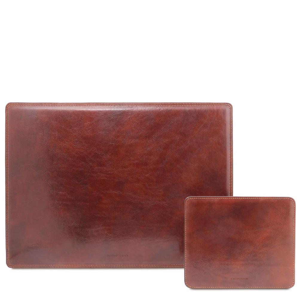Tuscany Leather Sottomano da Scrivania e Tappetino per Mouse in Pelle