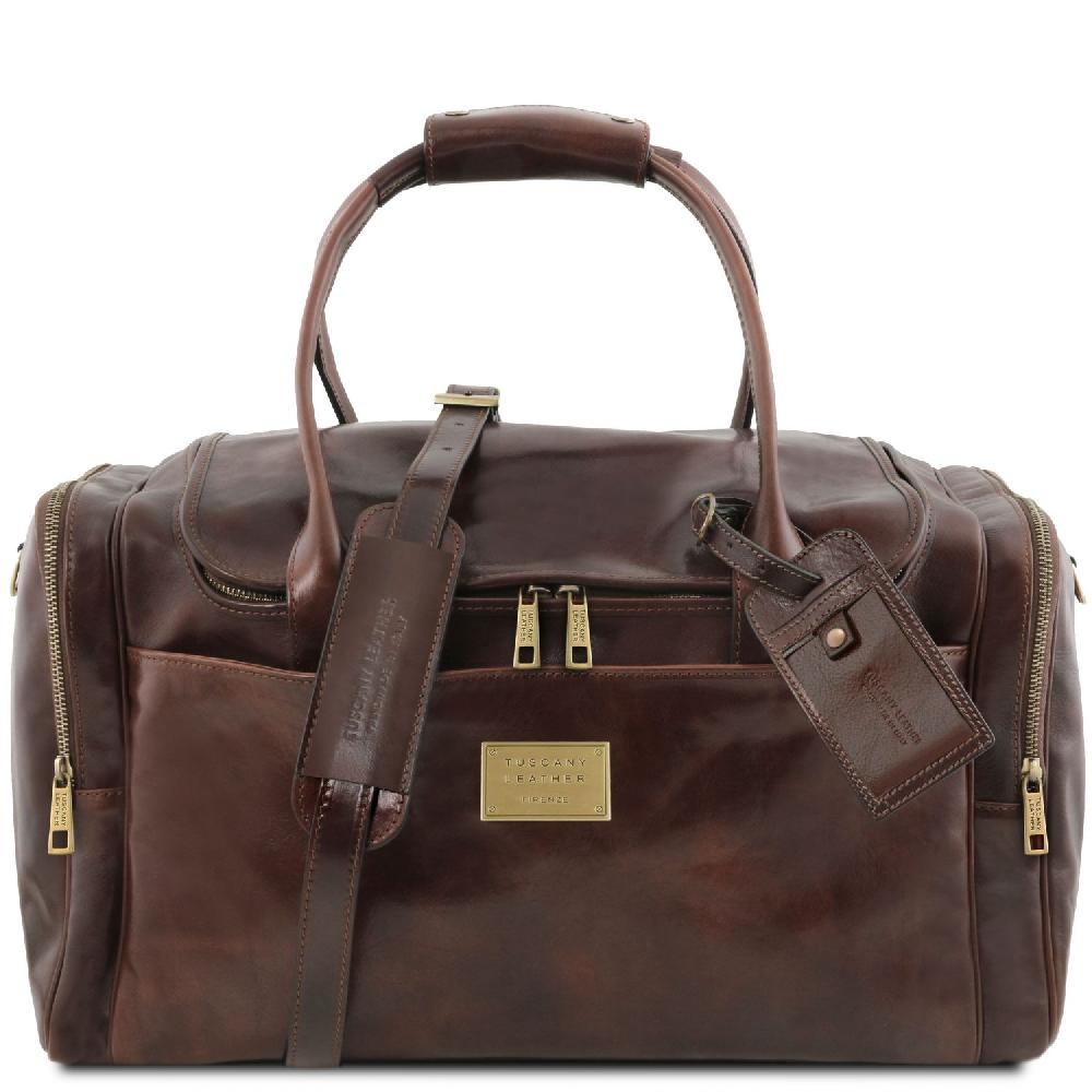 Tuscany Leather Borsone Viaggio in Pelle con Tasche Laterali Promozione