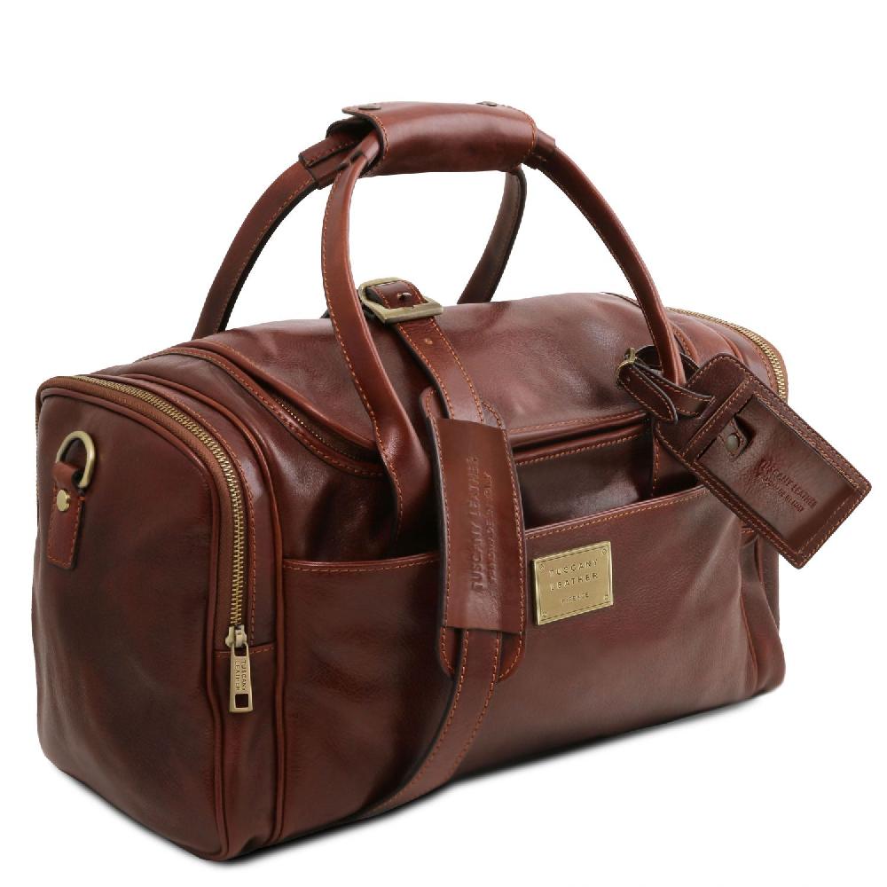 Tuscany Leather Borsone Viaggio in Pelle con Tasche Laterali Promozione