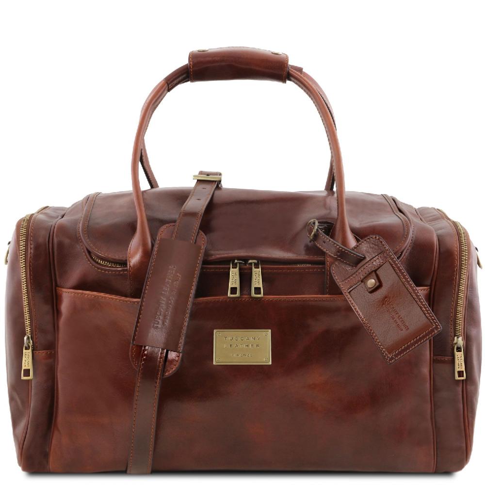 Tuscany Leather Borsone Viaggio in Pelle con Tasche Laterali