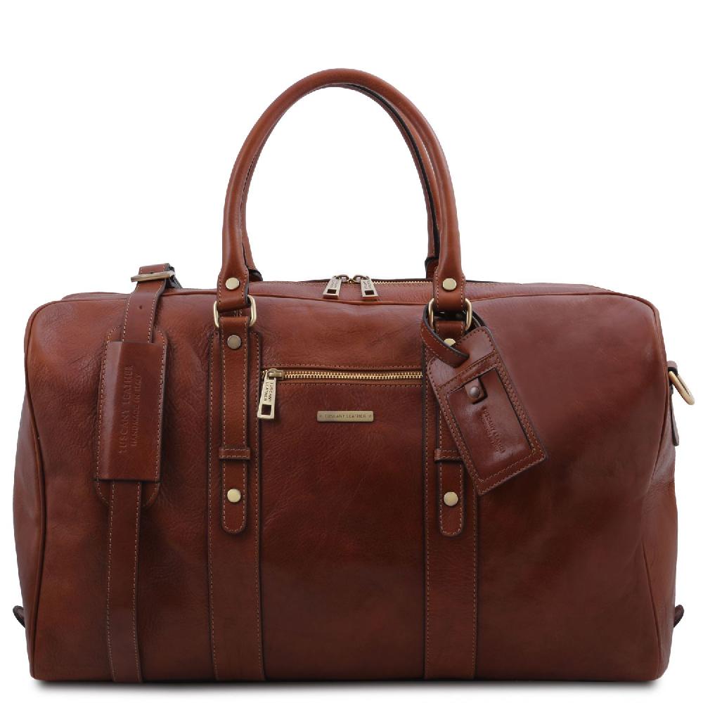 Tuscany Leather Borsone da Viaggio in Pelle con Tasca Frontale Pezzi Unici