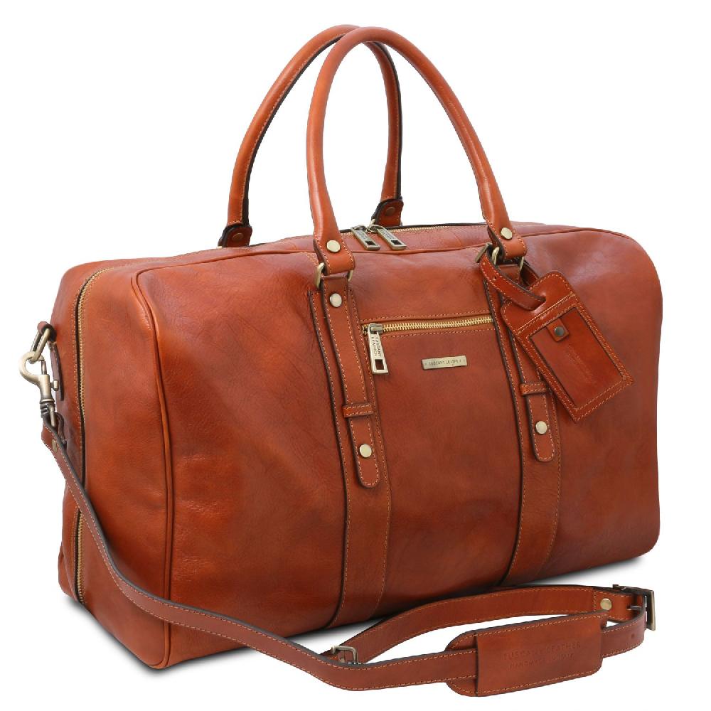 Tuscany Leather Borsone da Viaggio in Pelle con Tasca Frontale Pezzi Unici