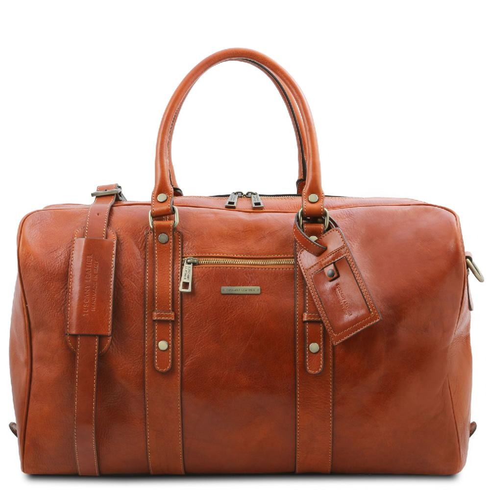 Tuscany Leather Borsone da Viaggio in Pelle con Tasca Frontale Soddisfazione Garantita