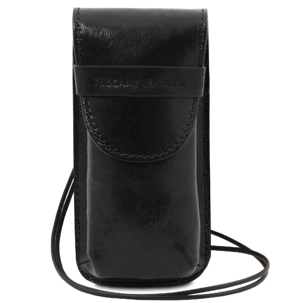 Tuscany Leather Esclusivo Portaocchiali/Portacellulare a Tracolla in Pelle Misura Grande