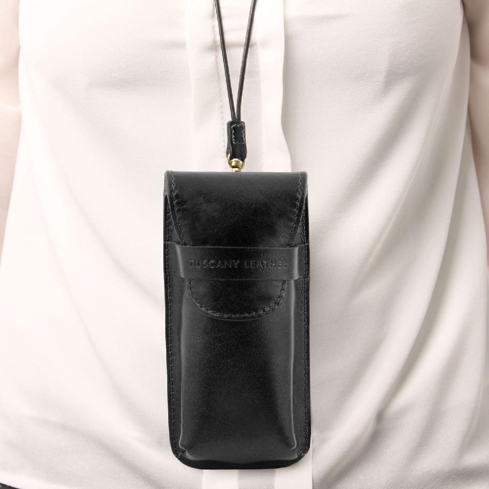 Tuscany Leather Esclusivo Portaocchiali/Portacellulare a Tracolla in Pelle Misura Grande Hotsell