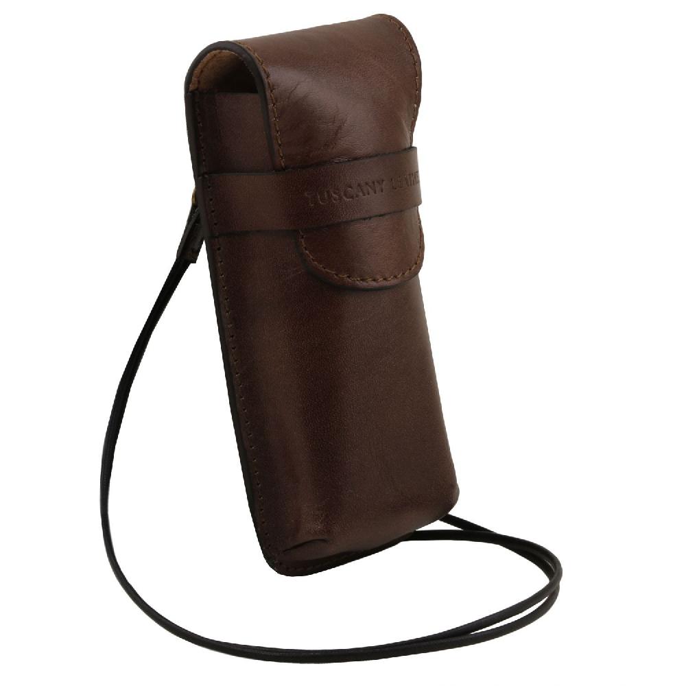 Tuscany Leather Esclusivo Portaocchiali/Portacellulare a Tracolla in Pelle Misura Grande Vendita Calda