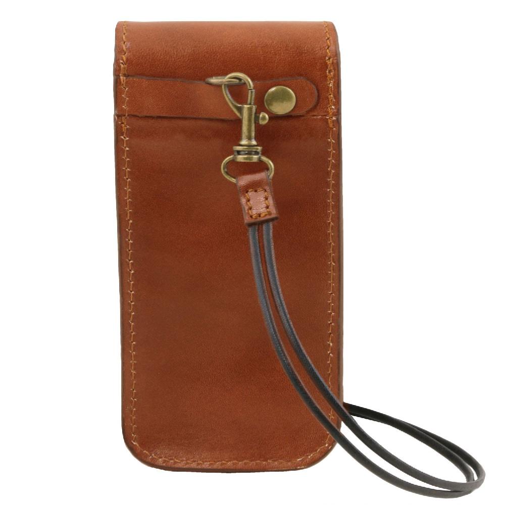 Tuscany Leather Esclusivo Portaocchiali/Portacellulare a Tracolla in Pelle Misura Grande Saldi Di Fabbrica