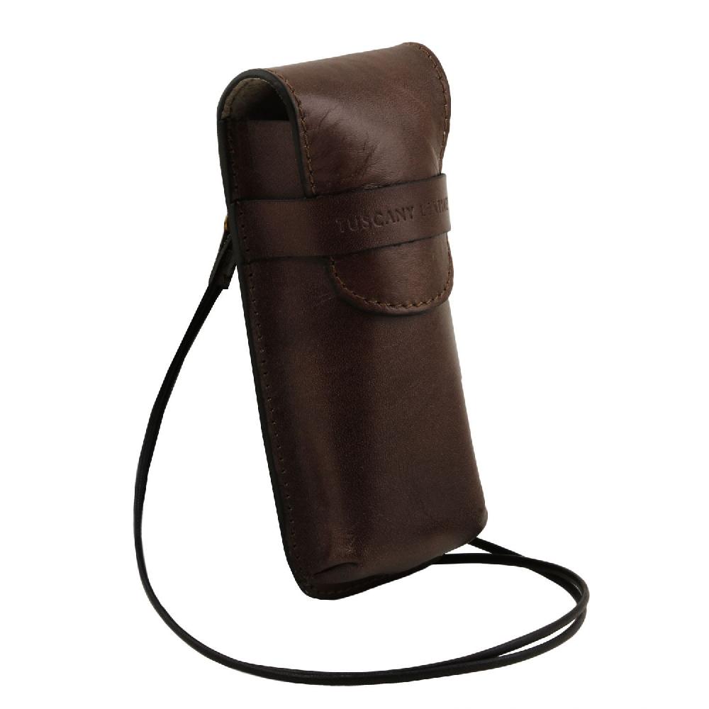 Tuscany Leather Esclusivo Portaocchiali/Portacellulare/porta Orologio a Tracolla in Pelle Spedizione gratuita