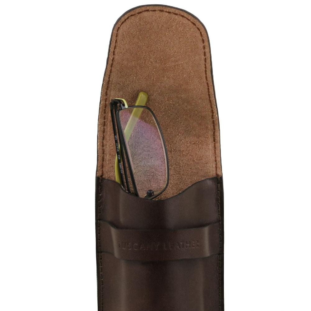 Tuscany Leather Esclusivo Portaocchiali/Portacellulare/porta Orologio a Tracolla in Pelle Spedizione gratuita