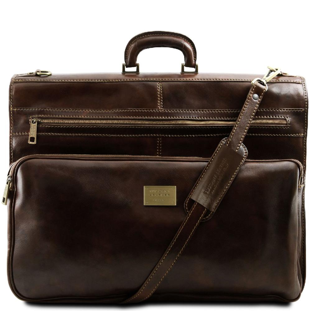 Tuscany Leather Porta Abiti in Pelle con Tascone Davanti