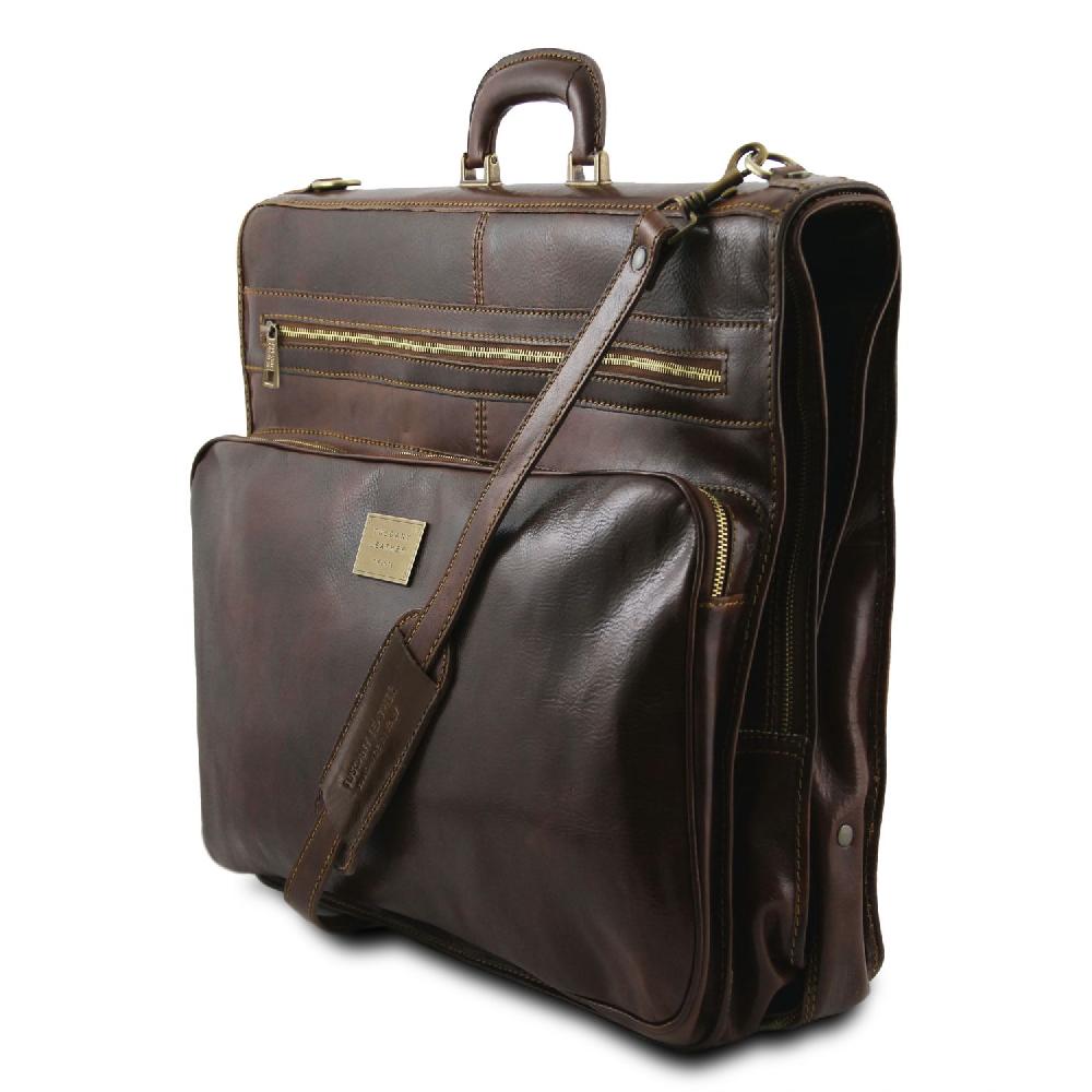 Tuscany Leather Porta Abiti in Pelle con Tascone Davanti Fornitura limitata