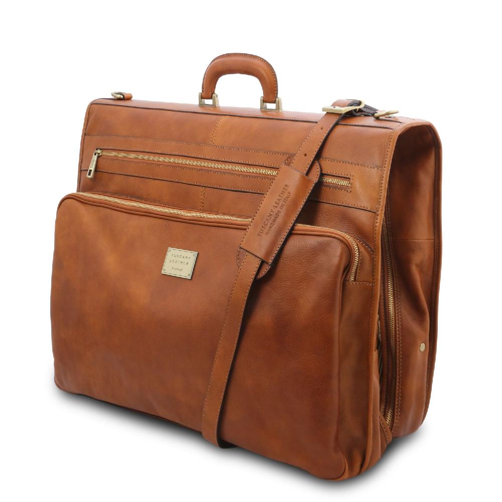 Tuscany Leather Porta Abiti in Pelle con Tascone Davanti Offerta esclusiva