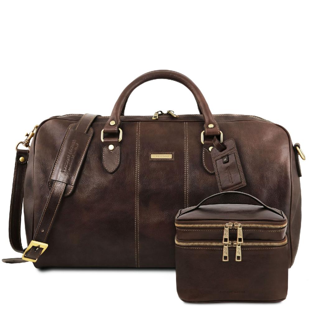 Tuscany Leather Borsone da Viaggio in Pelle e Beauty Case in Pelle Smaltimento dello stoccaggio
