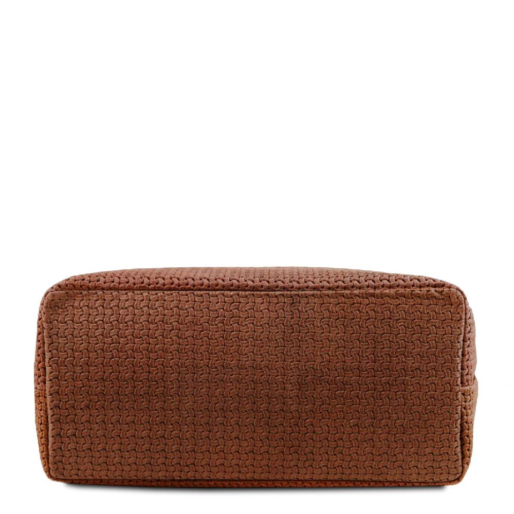 Tuscany Leather Borsa Shopping in Pelle Stampa Intrecciata Ultimo giorno