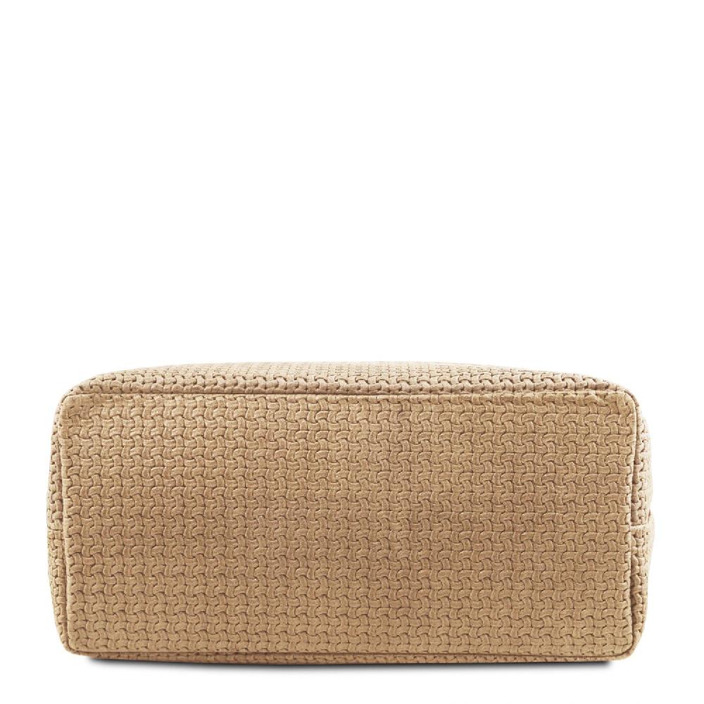 Tuscany Leather Borsa Shopping in Pelle Stampa Intrecciata Promozione temporanea