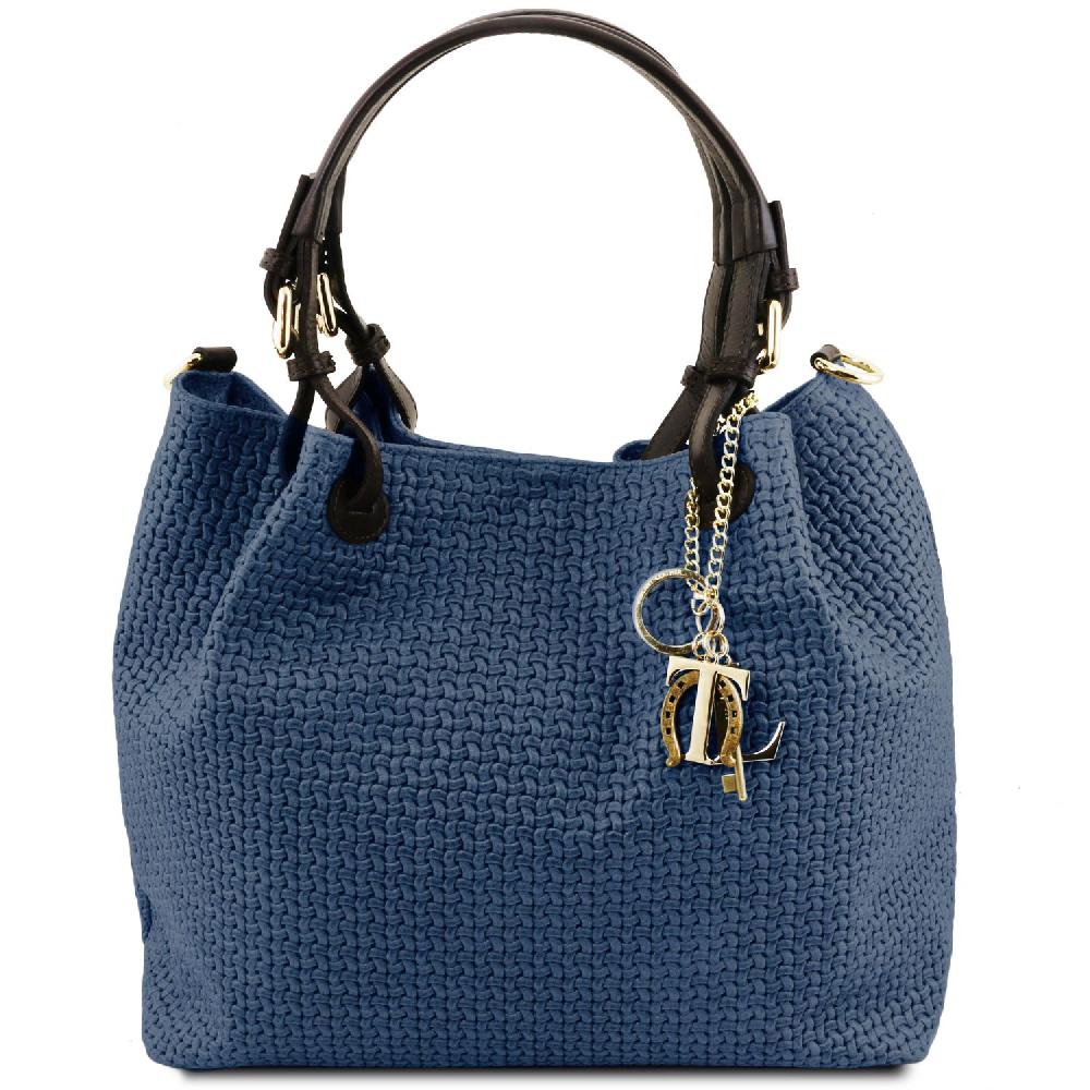 Tuscany Leather Borsa Shopping in Pelle Stampa Intrecciata Fino al 50% di sconto