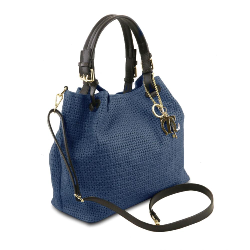 Tuscany Leather Borsa Shopping in Pelle Stampa Intrecciata Fino al 50% di sconto