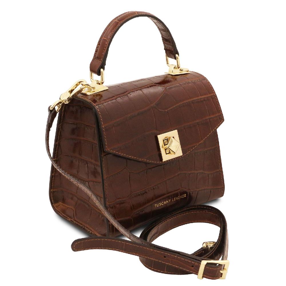 Tuscany Leather Borsa a Mano in Pelle Stampa Cocco Trasporto libero internazionale