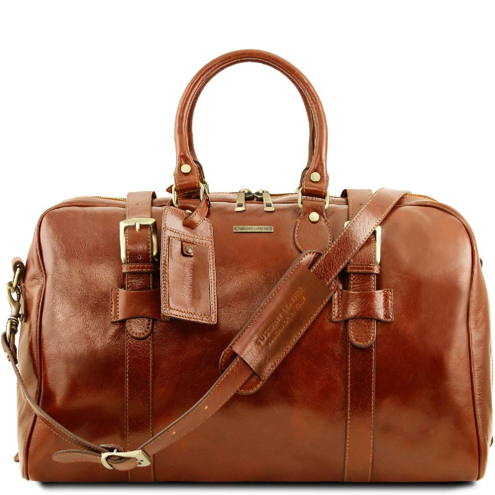 Tuscany Leather Borsone da Viaggio in Pelle con Fibbie - Misura Grande