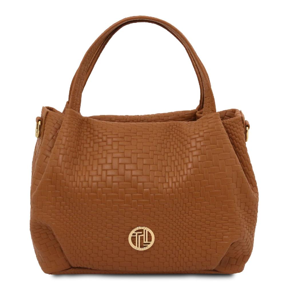 Tuscany Leather Borsa a Mano in Pelle Morbida Stampa Intrecciata Shopping Online