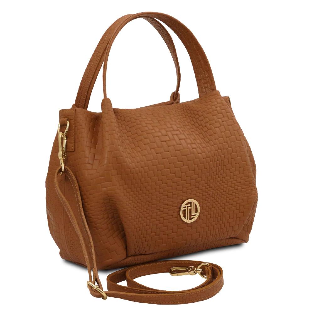 Tuscany Leather Borsa a Mano in Pelle Morbida Stampa Intrecciata Shopping Online