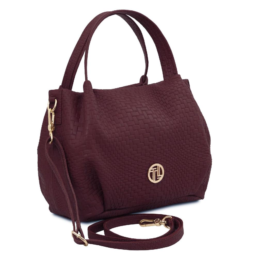 Tuscany Leather Borsa a Mano in Pelle Morbida Stampa Intrecciata Affare Del Giorno