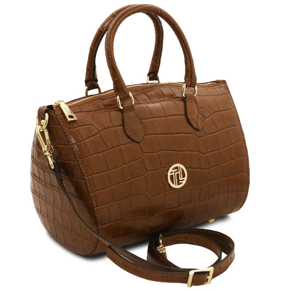 Tuscany Leather Bauletto in Pelle Stampa Cocco Prezzo Ridotto