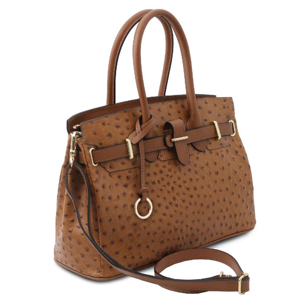 Tuscany Leather Borsa a Mano in Pelle Stampata Effetto Struzzo Bestseller