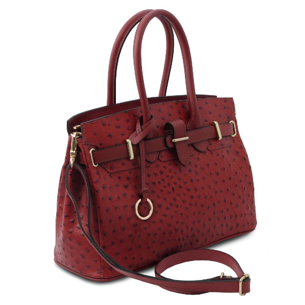 Tuscany Leather Borsa a Mano in Pelle Stampata Effetto Struzzo Offerte stagionali