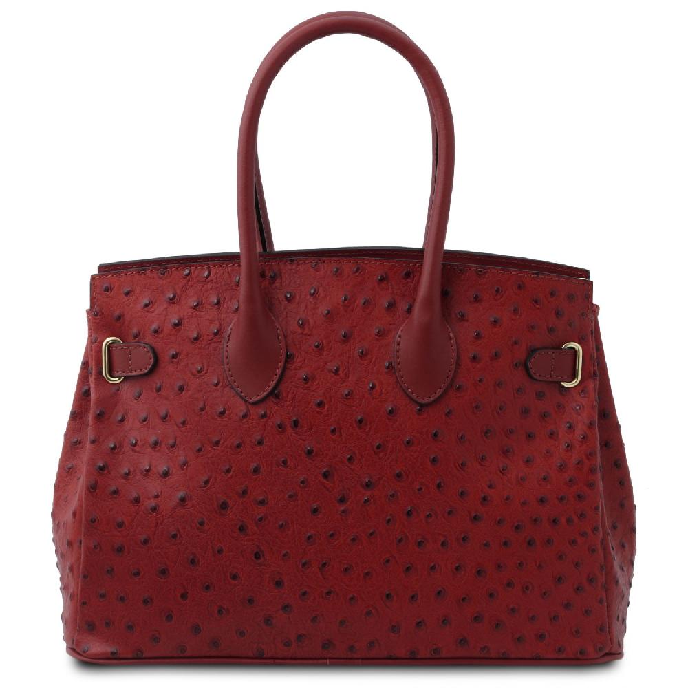 Tuscany Leather Borsa a Mano in Pelle Stampata Effetto Struzzo Offerte stagionali