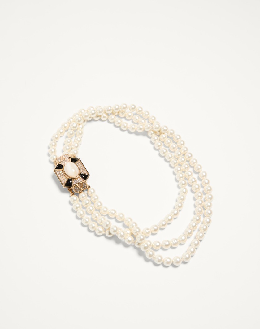 Valentino Handbags Collana Pas Plus In Metallo Smalto Resina Perle E Cristalli Swarovski® per Donna in Multicolor | Valentino IT Saldi Di Fabbrica