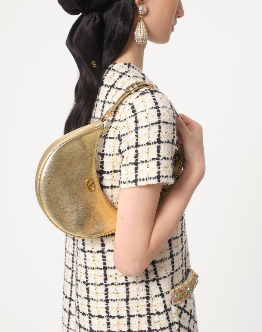 Valentino Handbags Mini Borsa Hobo Vlogo Signature In Vitello Granato Laminato per Donna in Antique Brass | Valentino IT Offerta
