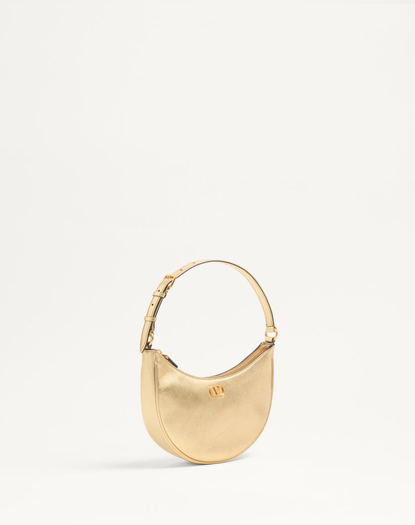 Valentino Handbags Mini Borsa Hobo Vlogo Signature In Vitello Granato Laminato per Donna in Antique Brass | Valentino IT Offerta