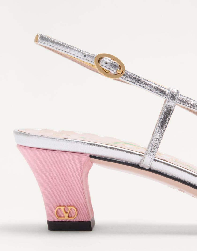 Valentino Handbags Décolleté Slingback Bowow In Tessuto Moirè 45mm per Donna in Nero/silver | Valentino IT In Saldo