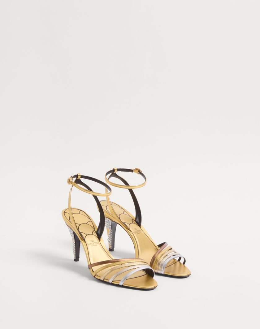 Valentino Handbags Sandalo Ladycrush In Nappa Laminata Con Cristalli 85mm per Donna in Multicolor | Valentino IT In Linea