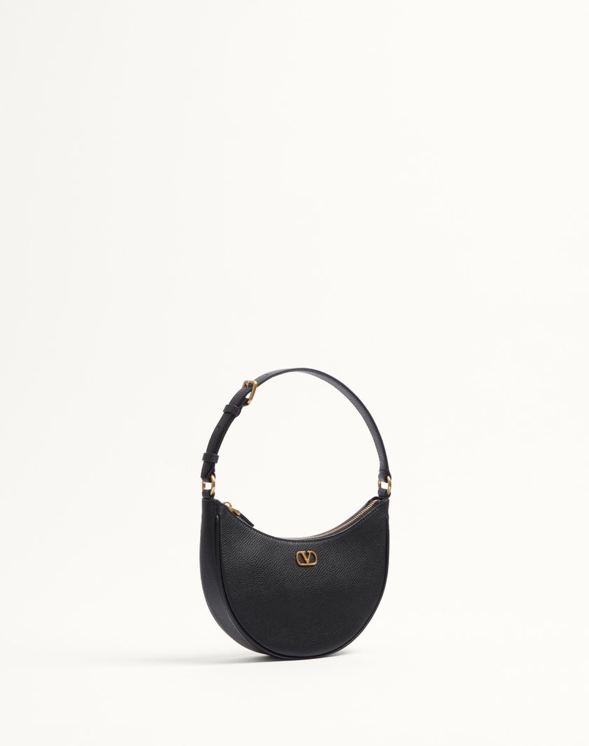 Valentino Handbags Mini Borsa Hobo Vlogo Signature In Vitello Granato per Donna in Nero | Valentino IT Promozione