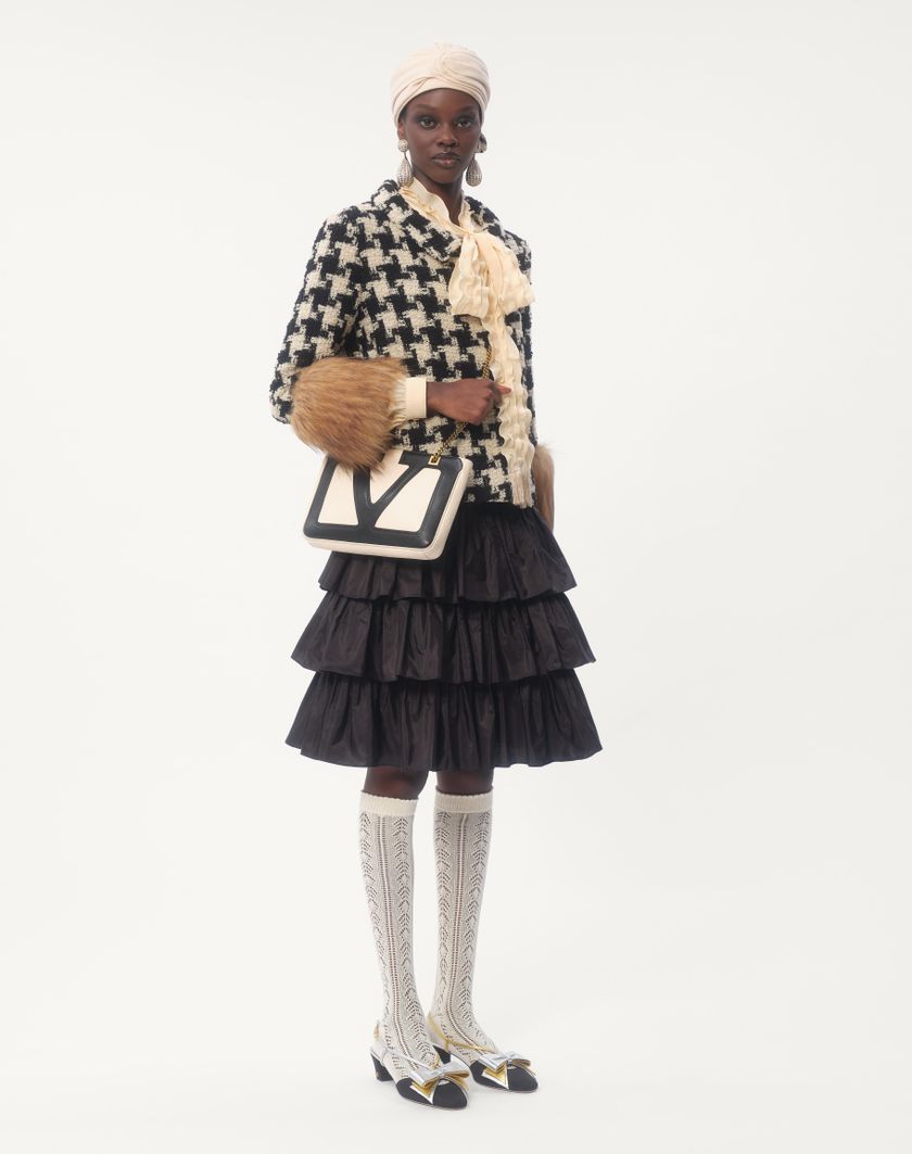 Valentino Handbags Gonna In Taffetas A Balze per Donna in Nero | Valentino IT Consegna Veloce