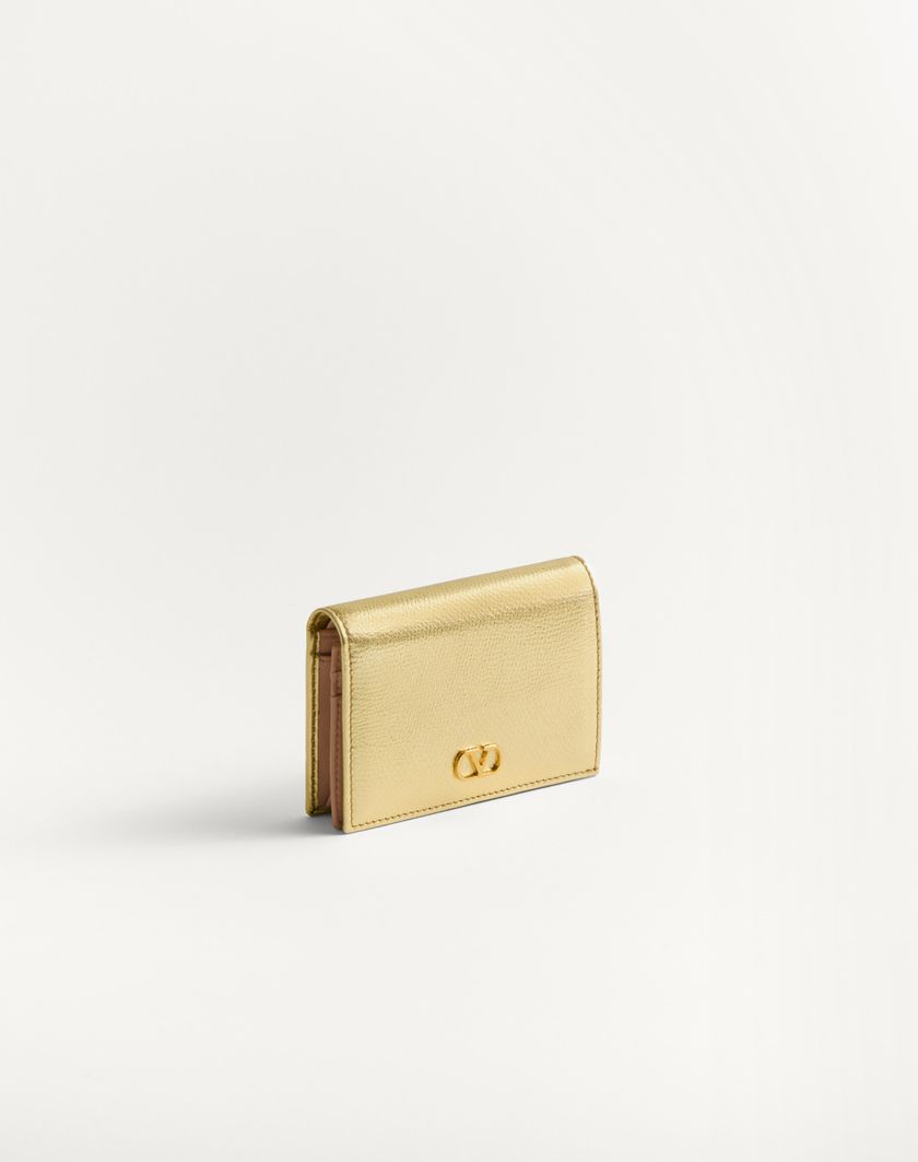 Valentino Handbags Portafoglio Vlogo Signature In Vitello Granato Laminato per Donna in Antique Brass | Valentino IT Presa