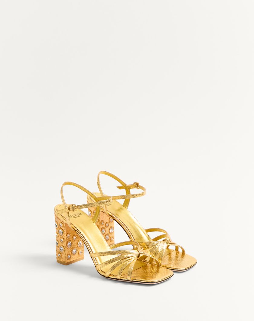 Valentino Handbags Sandalo Preshoes In Ayers Laminato Con Cristalli 90mm per Donna in Oro/crystal | Valentino IT Offerta