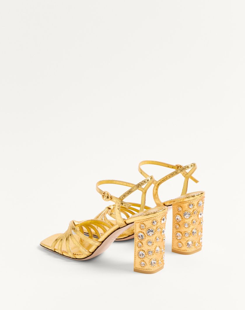 Valentino Handbags Sandalo Preshoes In Ayers Laminato Con Cristalli 90mm per Donna in Oro/crystal | Valentino IT Offerta