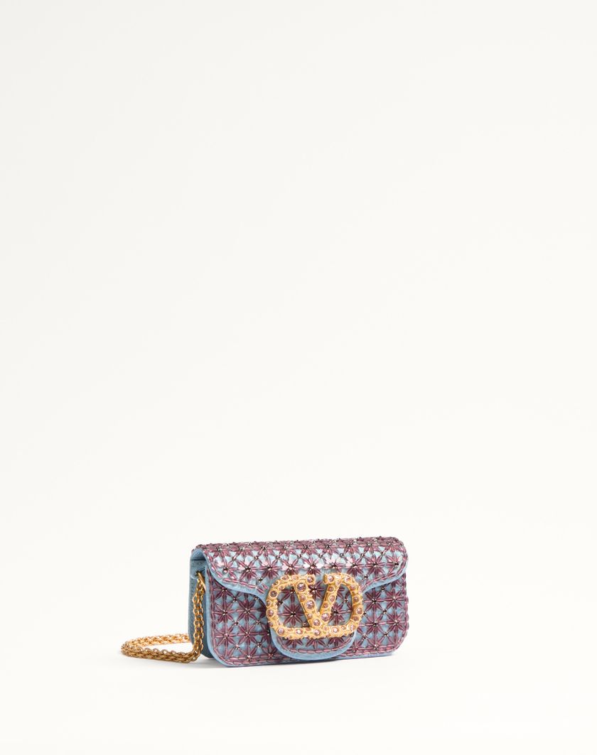 Valentino Handbags Borsa Piccola A Spalla Valentino Garavani Locò Ricamata Con Logo Gioiello per Donna in Ametista/cloudy Blue | Valentino IT Economico