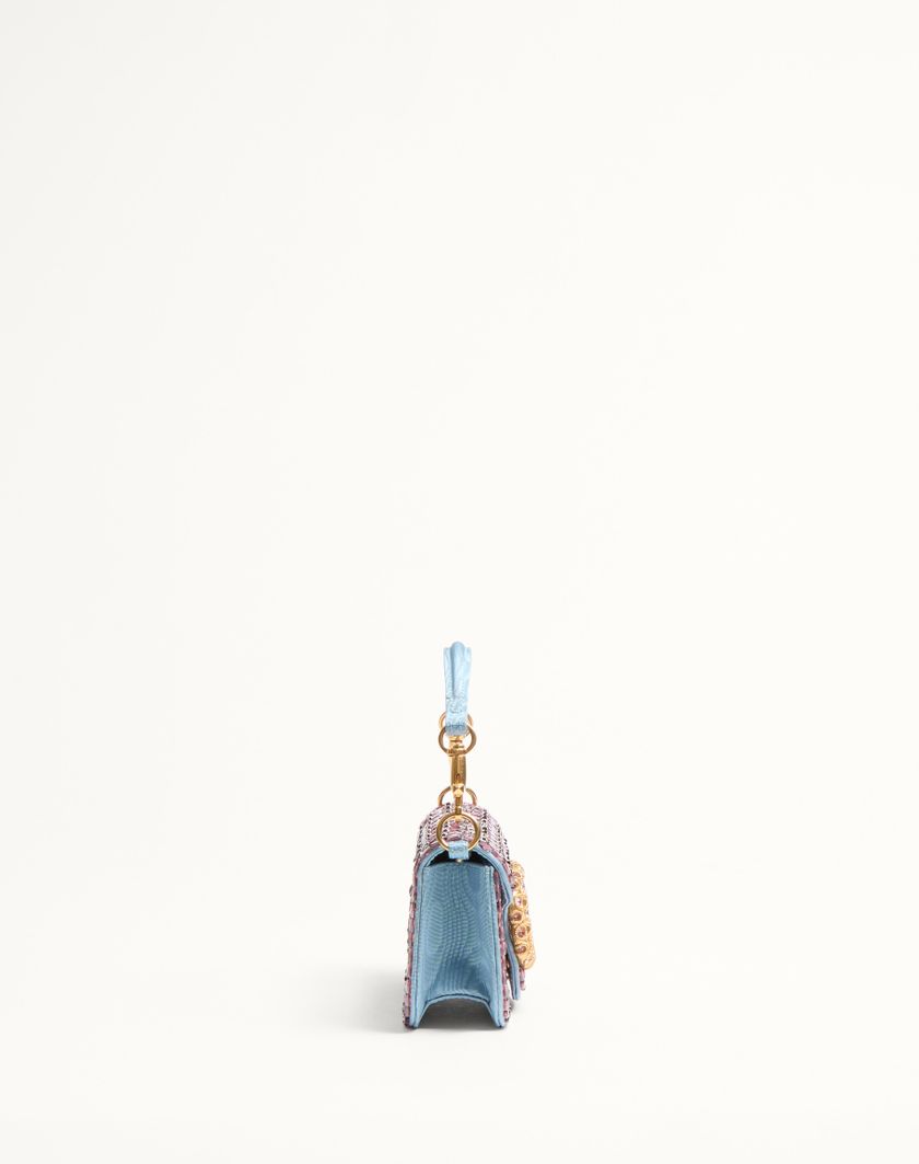 Valentino Handbags Borsa Piccola A Spalla Valentino Garavani Locò Ricamata Con Logo Gioiello per Donna in Ametista/cloudy Blue | Valentino IT Economico