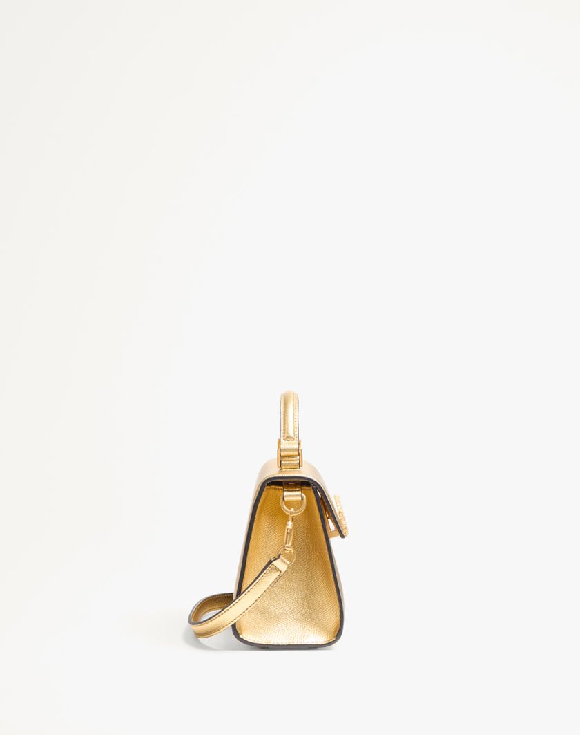 Valentino Handbags Borsa A Mano Mini Valentino Garavani Vsling In Vitello Granato Laminato Con Logo Gioiello per Donna in Antique Brass | Valentino IT Outlet