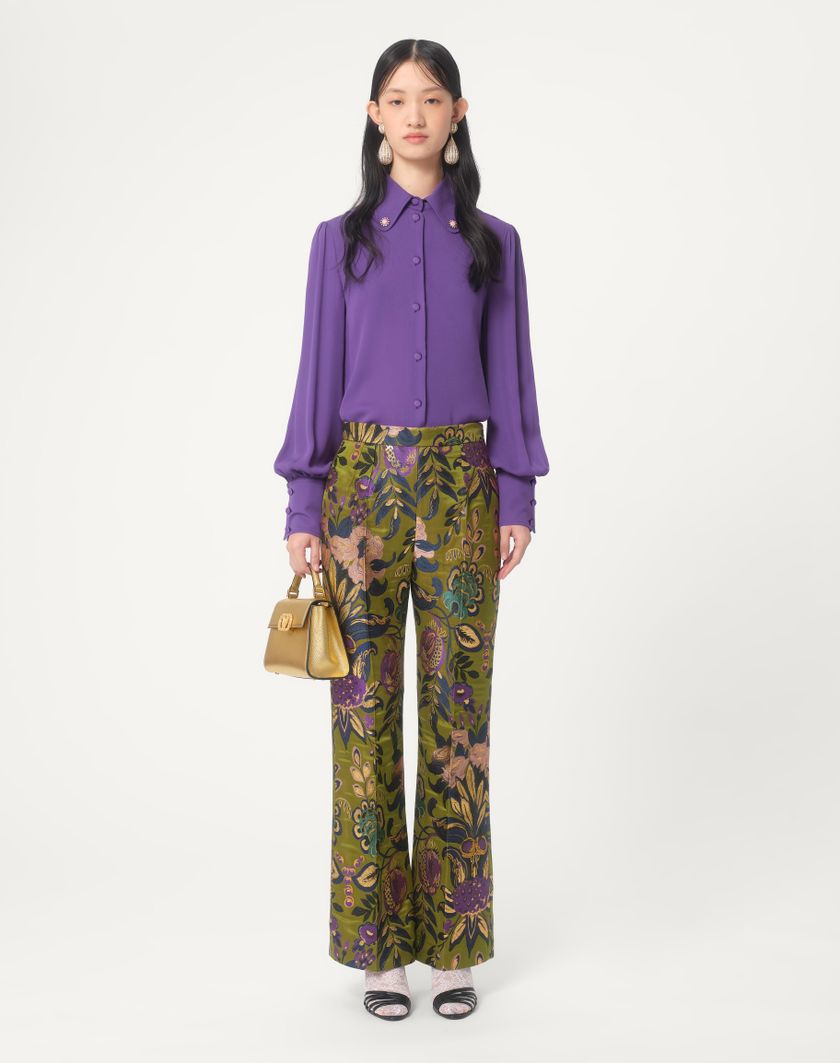 Valentino Handbags Camicia In Georgette per Donna in Violet | Valentino IT In Vendita