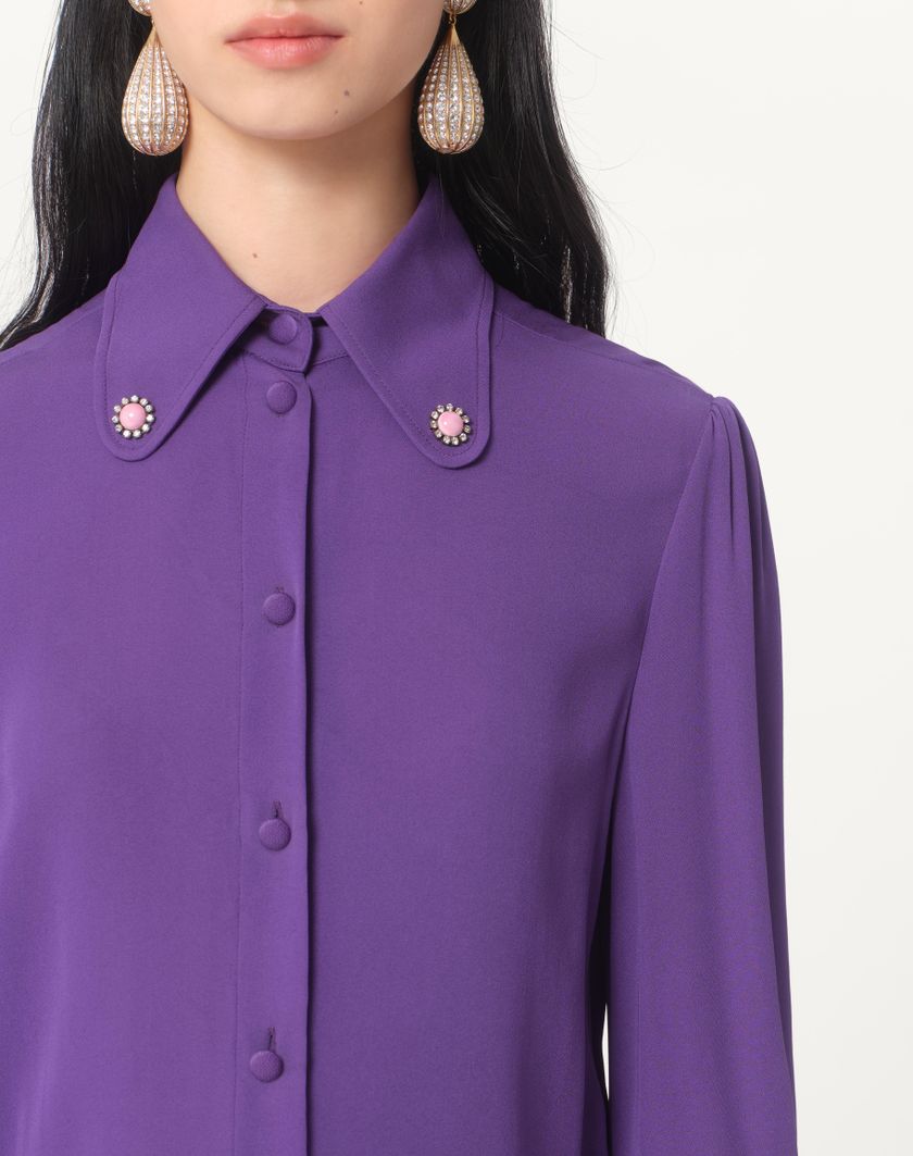 Valentino Handbags Camicia In Georgette per Donna in Violet | Valentino IT In Vendita