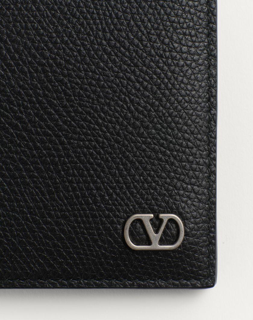 Valentino Handbags Portafoglio Vlogo Signature In Vitello Granato per Uomo in Nero | Valentino IT Negozio