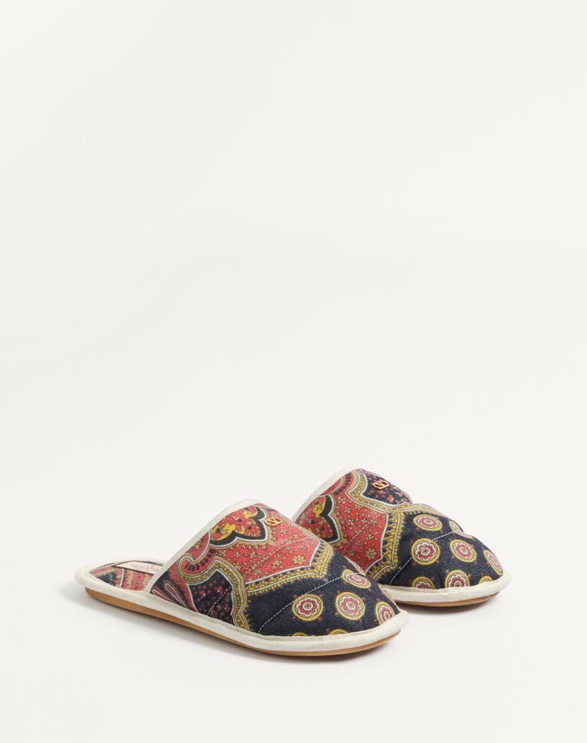 Valentino Handbags Slide Ta Chambre In Tessuto Denim Voyage Imaginaire per Uomo in Multicolor/avorio | Valentino IT Nuova