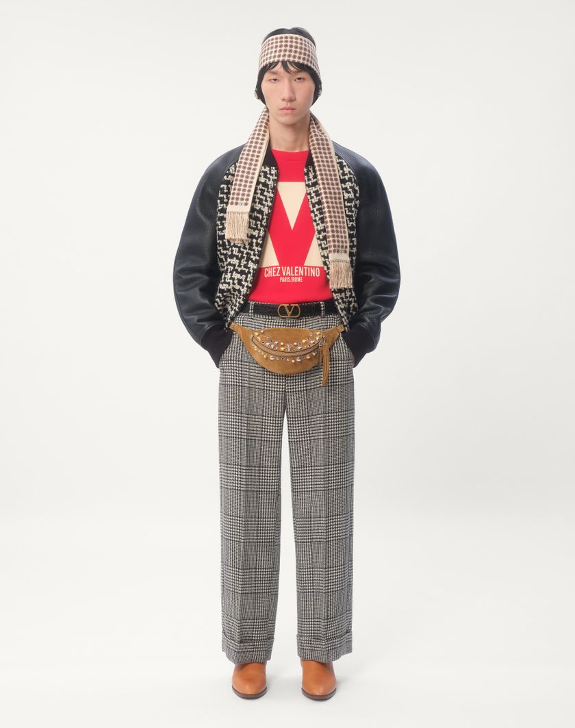 Valentino Handbags Bomber In Tweed Di Lana Con Patch Chez Valentino per Uomo in Avorio/nero | Valentino IT Moda