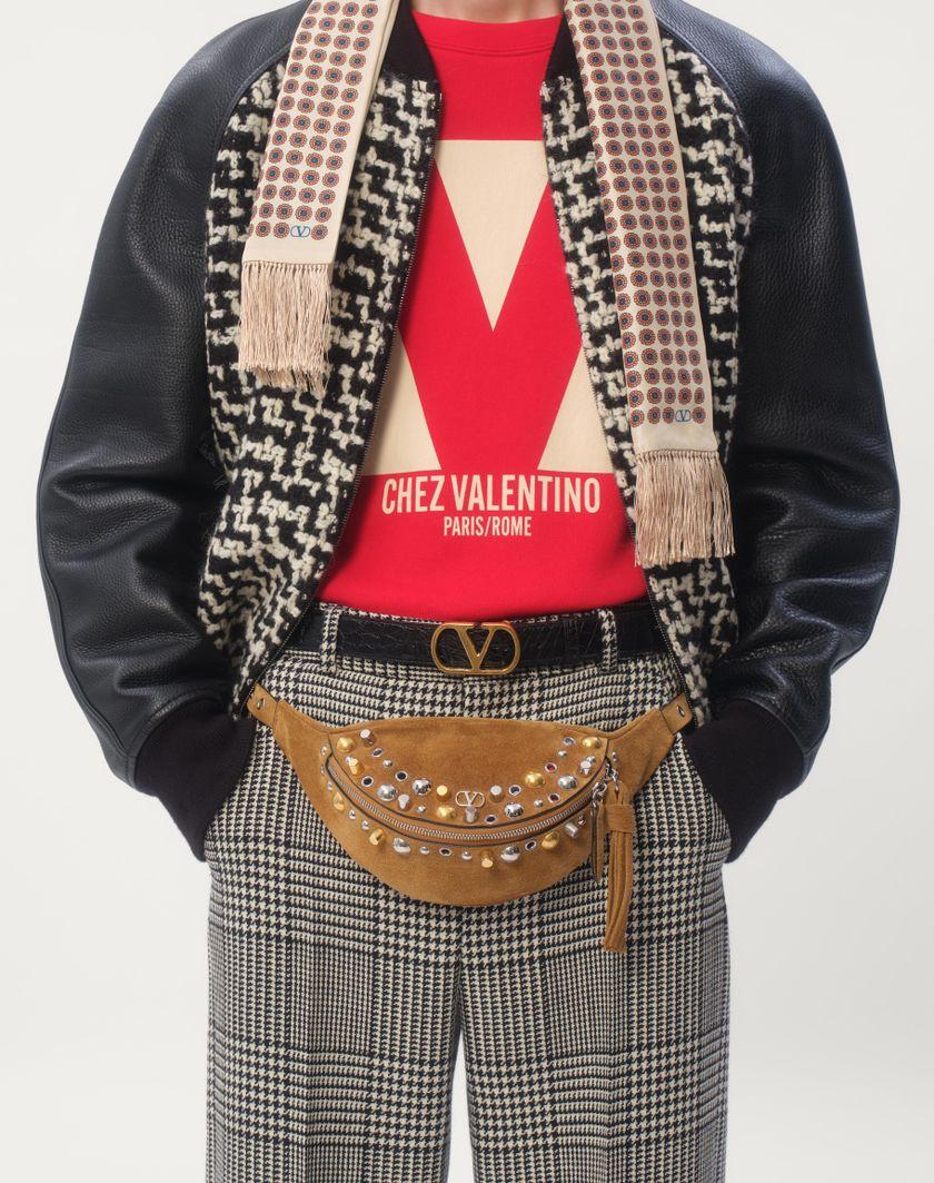 Valentino Handbags Bomber In Tweed Di Lana Con Patch Chez Valentino per Uomo in Avorio/nero | Valentino IT Moda