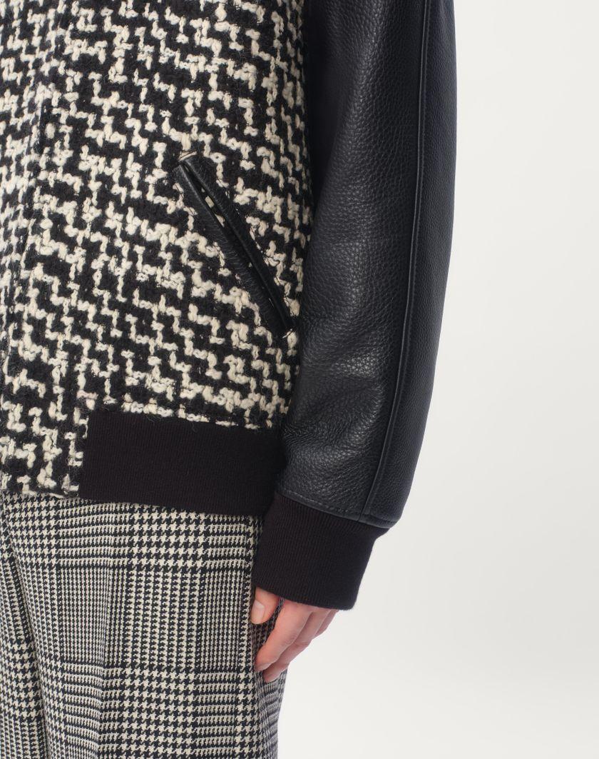 Valentino Handbags Bomber In Tweed Di Lana Con Patch Chez Valentino per Uomo in Avorio/nero | Valentino IT Moda